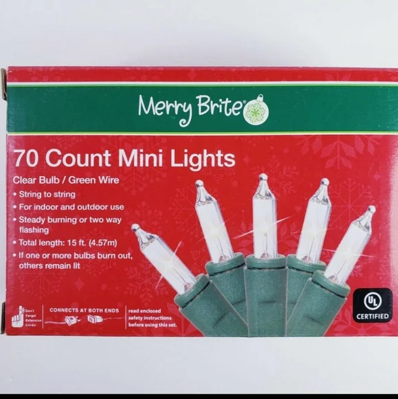 5 Boxes 70 Mini Lights Merry Brite Christmas Tree Clear Bulb Green Wire Weddings - Picture 3 of 5